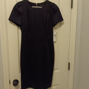 NWT Calvin Klein women's black tulip sleeved sheath dress. 8